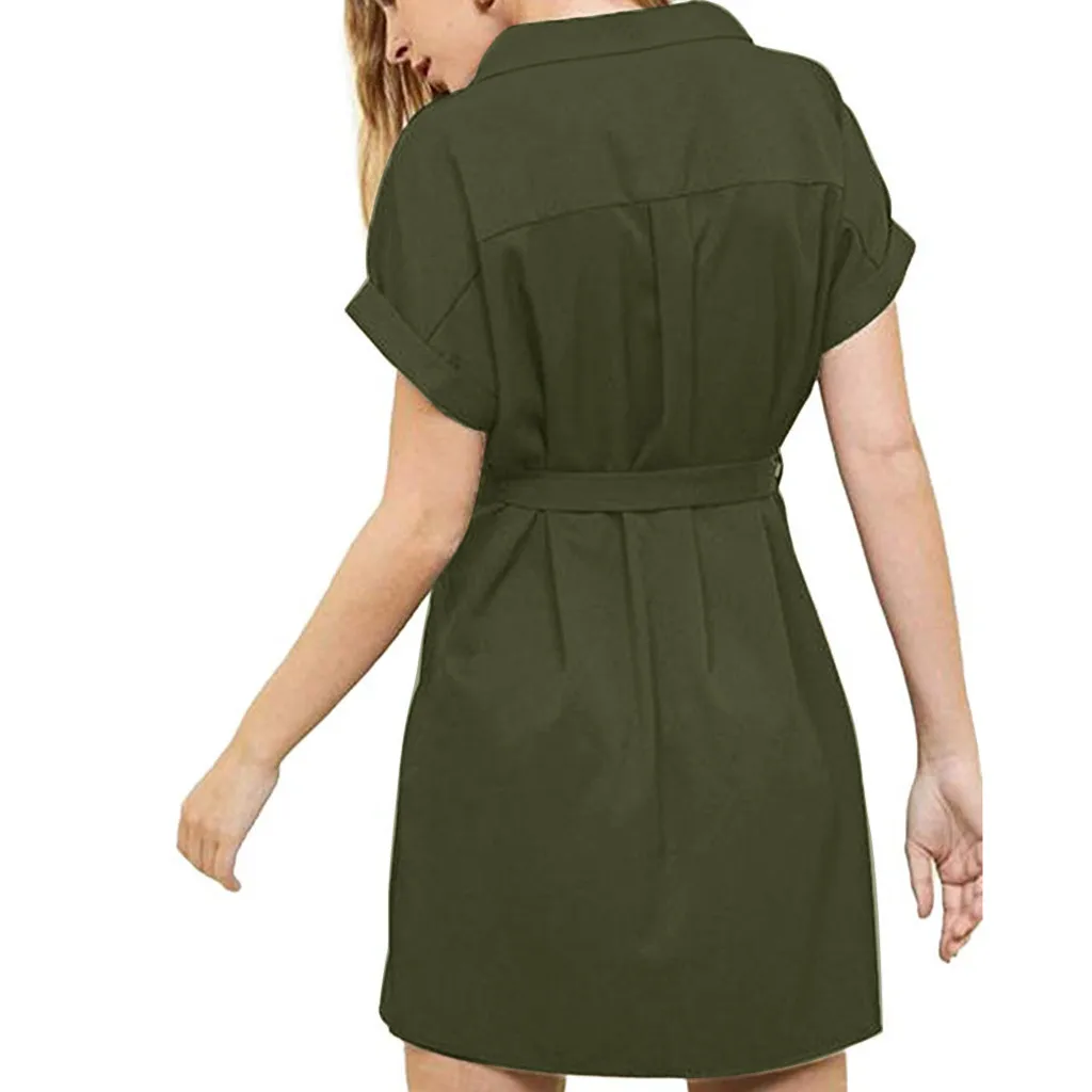 Новинка весны 2020 модное однотонное короткое платье женское с коротким рукавом и v