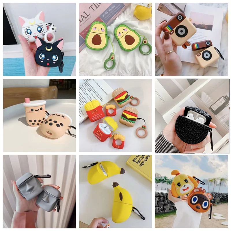 

Wireless Charging Protect Box For Air Pods 1 2 Case Cute Avocado Earphone Case For Apple AirPods Headphone Case Cover Bags