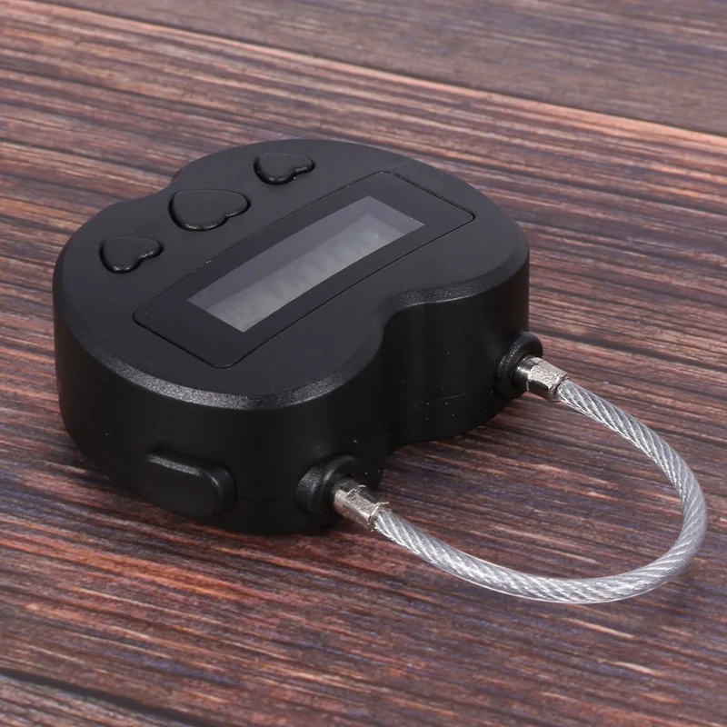 Temporizador de viaje multifunci&oacute;n con pantalla LCD, candado con temporizador temporal recargable por USB, resistente al agua-5