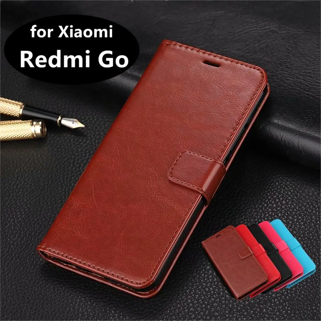 

High Quality Card Slot Phone Holder PU Leather Case for Xiaomi Redmi Go 5.0" Flip Cover Case Phone Shell
