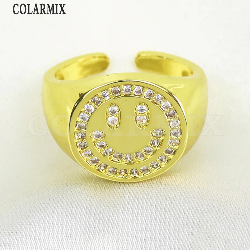 

8 шт., позолоченные латунные кольца с улыбкой