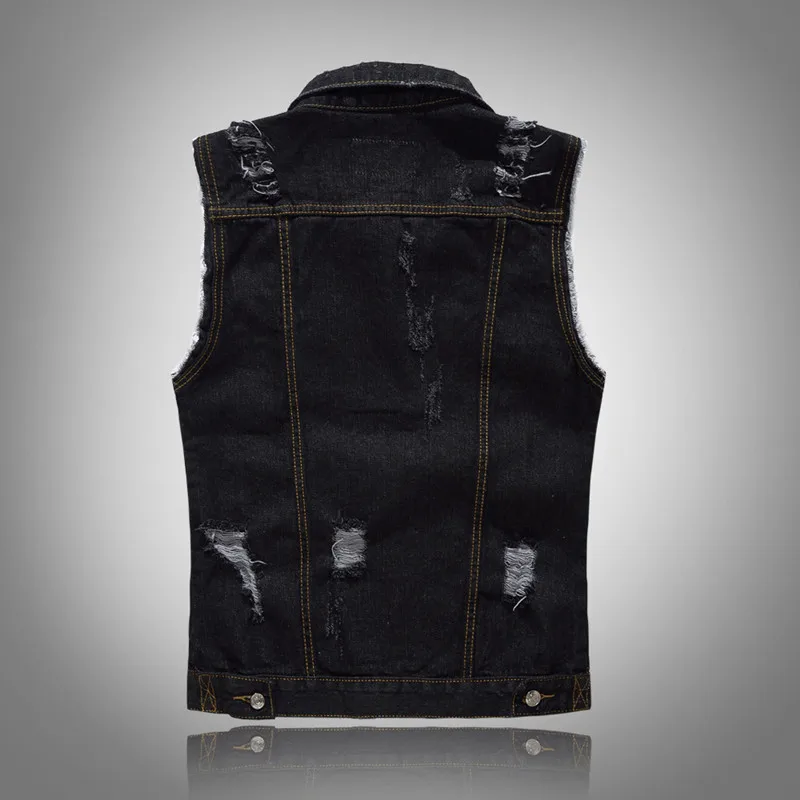

Cotton Casual Jeans Sleeveless Jacket Men Streetwear Green Denim Cardigans Outdoors Vest Plus Size Cowboy Waistcoat Male Coats