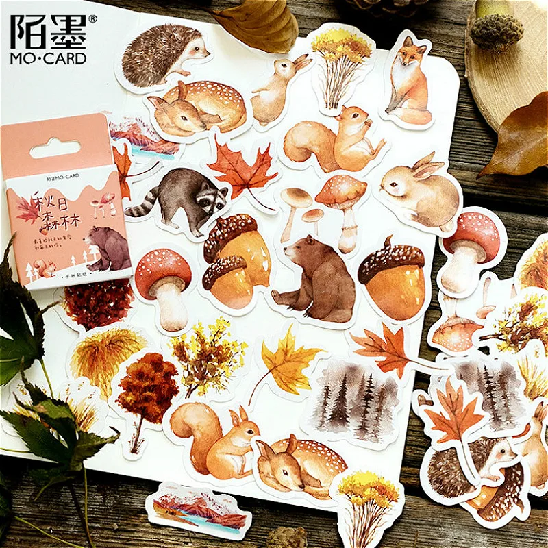 

36pcs/box Kawaii Rabbits Deer Bears Autumn Forest Wall Stickers For Kids Rooms Boys Girls Children Bedroom Home Decoratio
