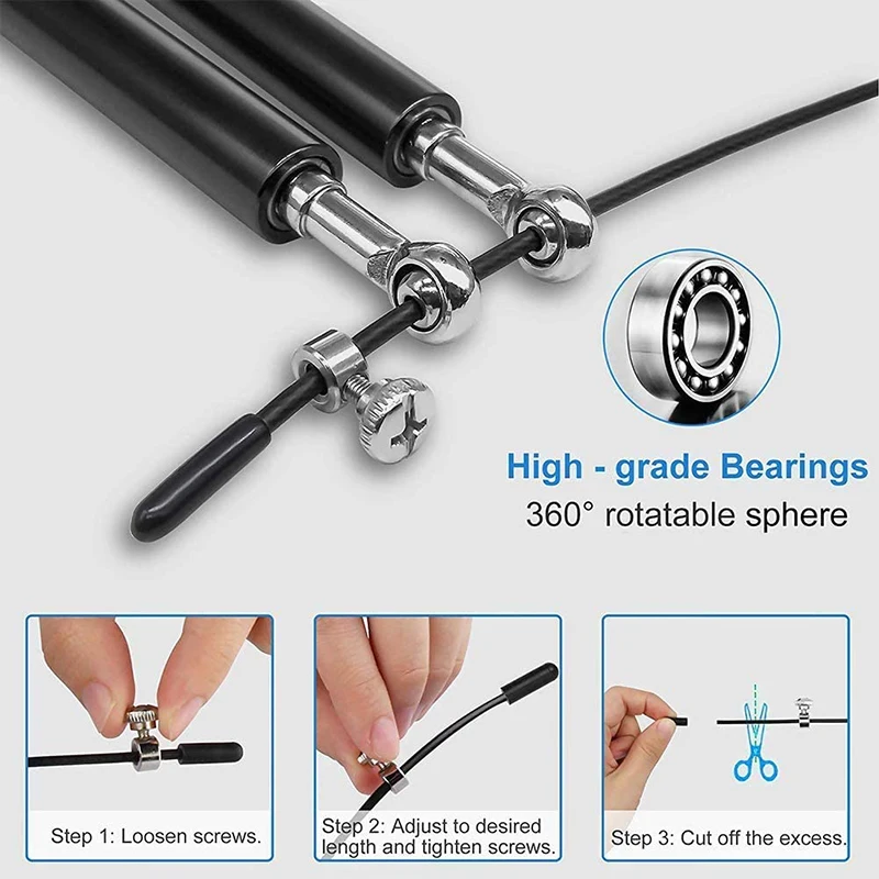 

Speed Jump Rope Adjustable Skipping Jump Rope Workout with Ball Bearing Rapid for Men Women Training Fitness