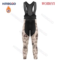 hirbgod flower skull thermal cycling pants women black road mountain bike bicycle tights with gel pad mtb riding cycling pants