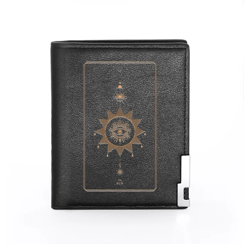 

Astrology Tarot The Sun Leather Wallet Classic Men Women Billfold Slim Credit Card/ID Holders Money Bag Male Short Purses