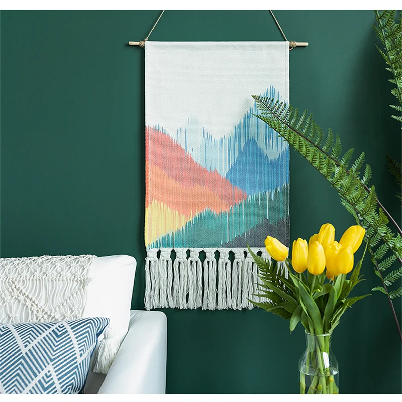 Макраме тканый настенный подвесной гобелен искусство на стену декор ручной