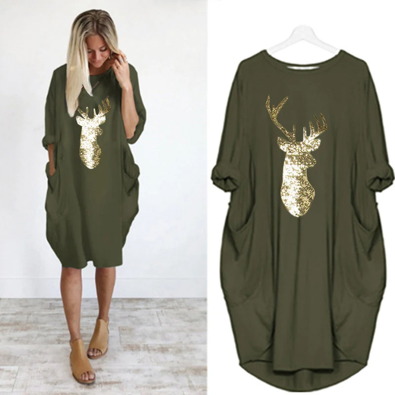 Женское платье размера плюс 5XL туника расшитая блестками рождественские женские