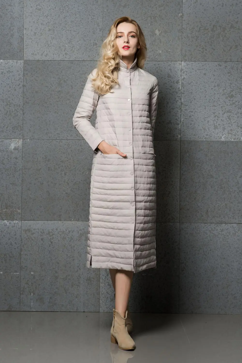Зимний пуховик Женская длинная белая куртка Верхняя одежда Ультралегкая тонкая