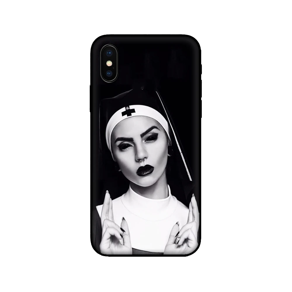 Black tpu case for iphone 5 5s se 6 6s 7 8 plus x 10 case silicon cover for iphone XR XS 11 12 13mini pro MAX SE 2020 Sister Nun