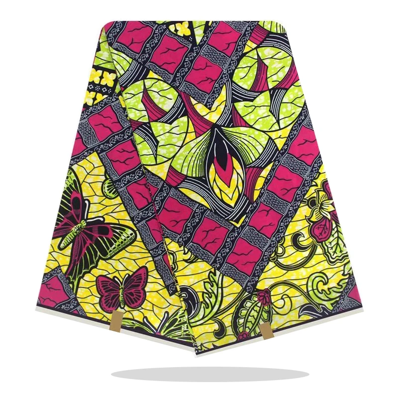 

100%Cotton Fabric Veritable High Quality Dress Material Soft Breathable Ankara Wax Prints Fabric 6Yards For Sewing SP19-89