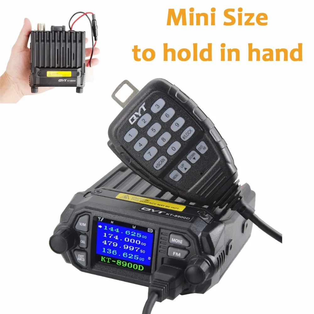 

QYT KT-8900D 25W Vehicle Mounted Two Way Radio Upgrade KT-8900 Mini Mobile Radio with Quad Band Large LCD