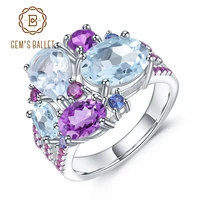 gems ballet real 925 sterling silver candy gemstone ring natural sky blue topaz amethyst rings for women fine jewelry