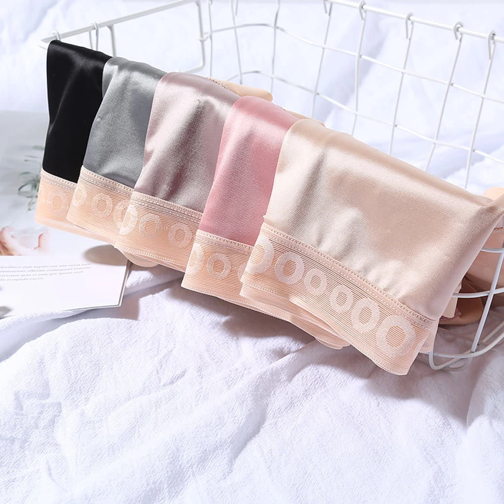 

Sexy Panties Seamless Underwear Briefs Nylon Silk Cotton Crotch Girls Ladies Solid Color Woman Mid Rise Lingerie Underwear