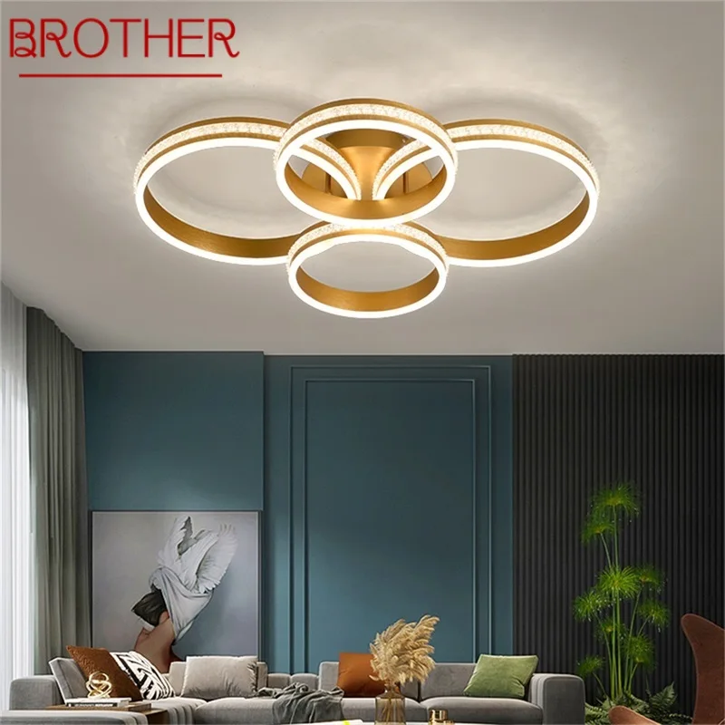 

BROTHER Nordic Gold Ceiling Lights Fixtures Modern Luxury Round Lamps LED Home For Living Room