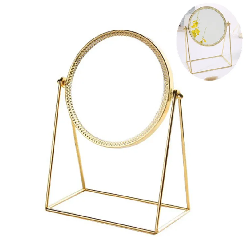 INS зеркало для макияжа винтажное настольное на 360 градусов откидное HD простое