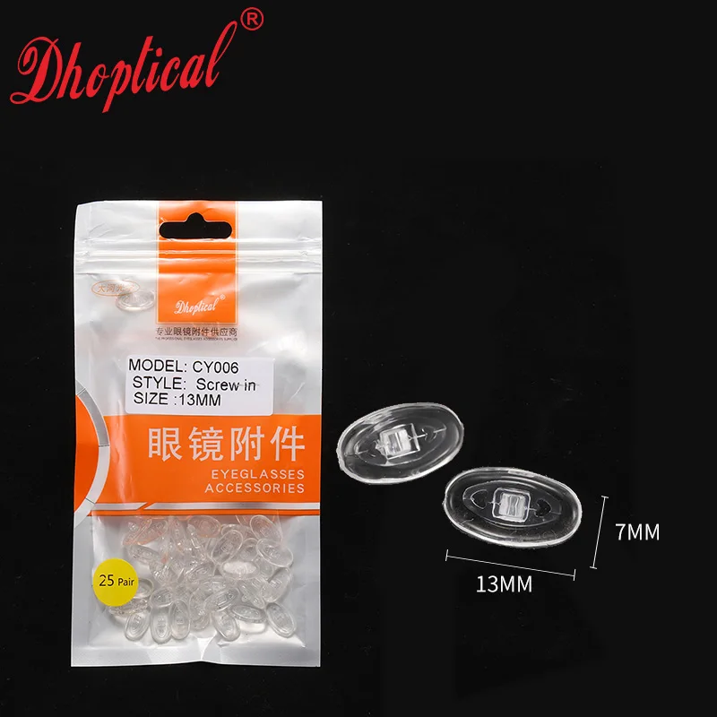 25 Pair Nose Pad Silicone Material Soft Eyeglasses Part Screw in and Push Cy005 By Dhoptical