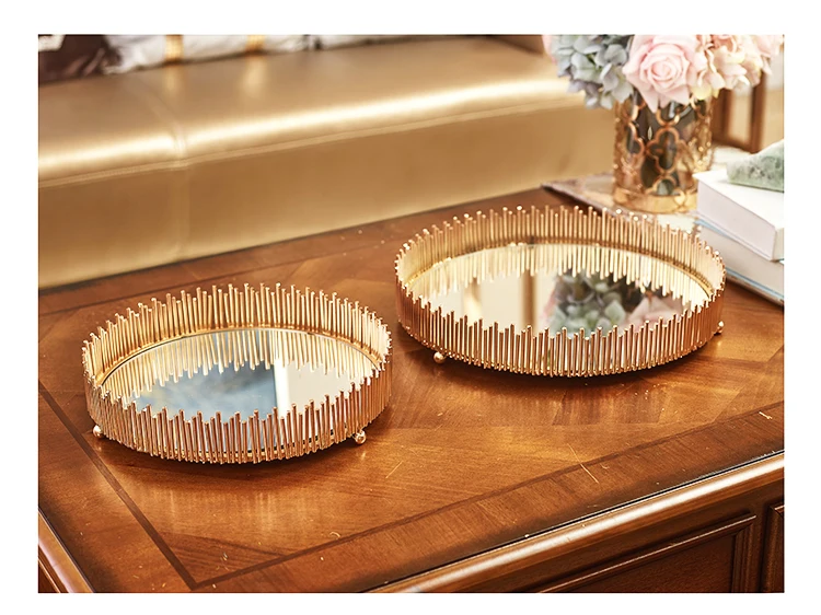 

Nordic glasses metal tray Deluxe Room European model coffee table American cosmetics tray storage