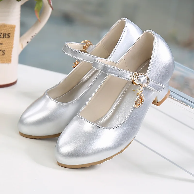 ULKNN Children Princess Shoes for Girls Sandals High Heel Glitter Shiny Rhinestone Enfants Fille Female Party Dress Shoes