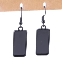 10pcs 10x25mm rectangle black cabochon earring base metal bezel setting blanks for earrings making supplies