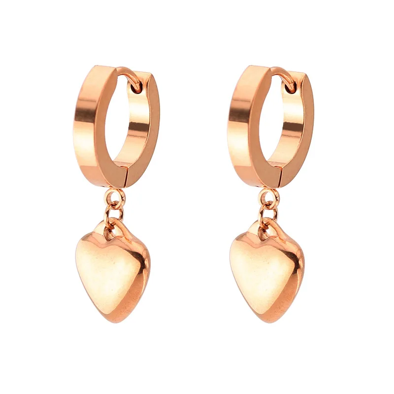 

Titanium Steel Pendant Heart Earrings Buckle Fashion Temperament Ring Anti Allergy