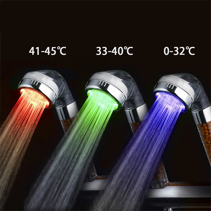 Inghoo Color Anion Shower Head RGB Filtered Water Temperature Sensor Control Healthy Hand Hold Spa Bath Nozzle LED Night Lights | Лампы и