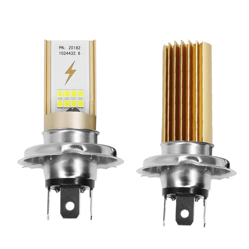 H4 BA20D мотоциклетные светодиодные фары лампы Hi Lo луч 3030 высокомощные чипы 6500 к