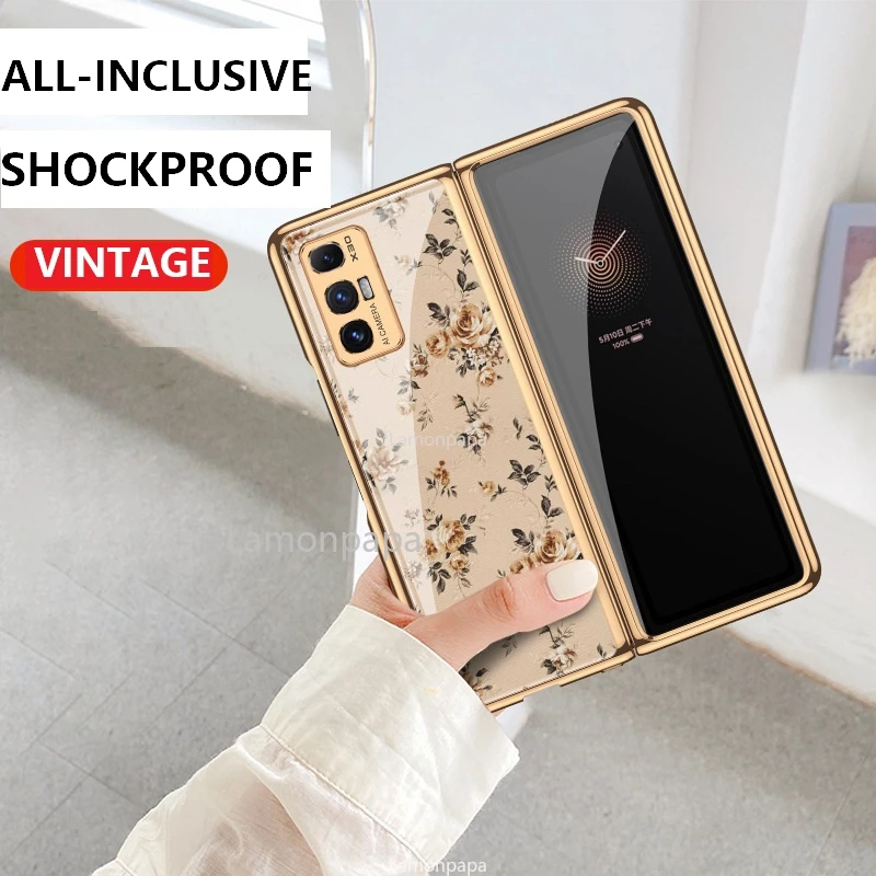 Винтажный чехол с цветочным рисунком для Xiaomi Mix Fold полноразмерный покрытием из