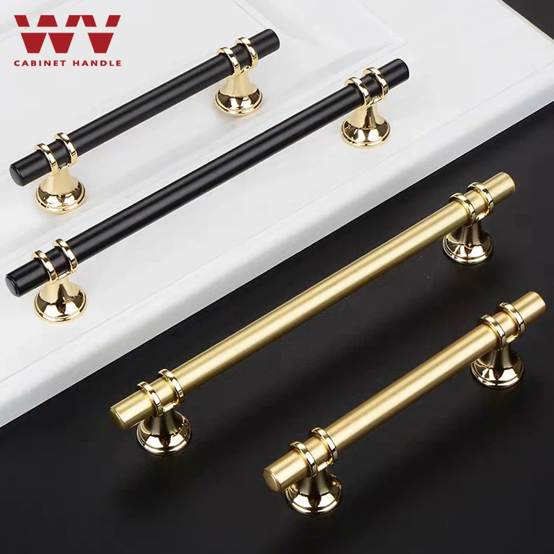 Ручки для шкафа WV черная золотая роскошные ручки кухонной двери прямая Т