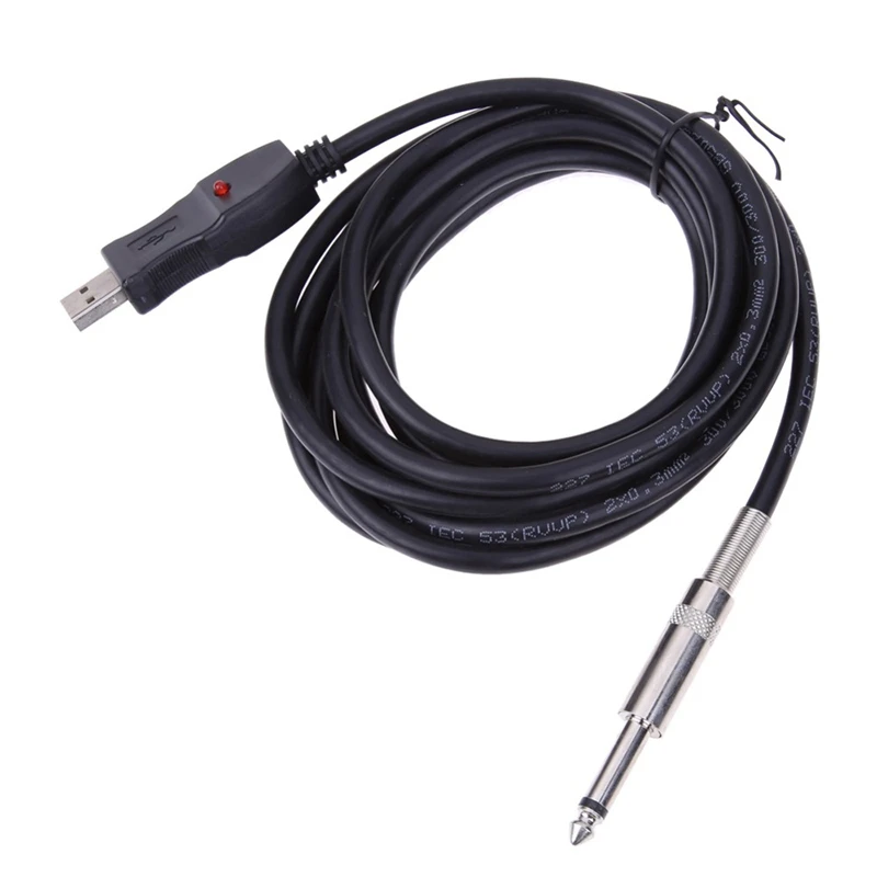 W780 3m Guitar Bass 1/4'' 6.3mm Jack To USB Connection Instrument Cable Adapter | Data Cables