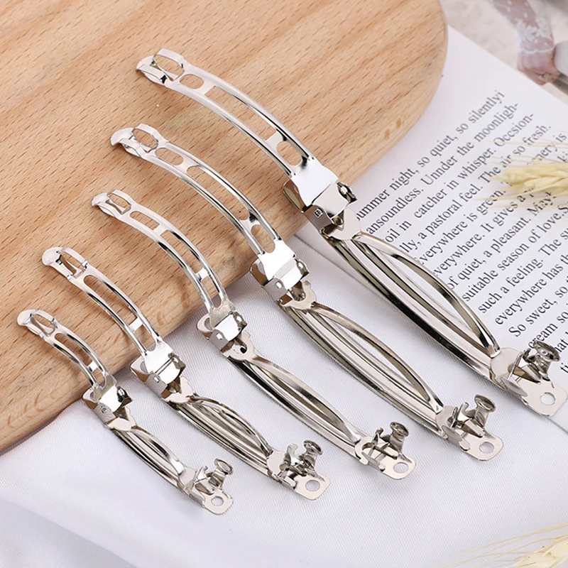 10/20 pcs French Spring Hair Clips Base Blank Automatic Barrette Handmade Bow Hairpin DIY Jewelry Making Accessories Wholesale
