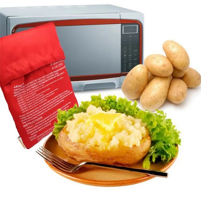 Kitchen Accessories 1 Pcs Red Washable Cooker Bag Baked Potato for Kitchen Microwave Cooking Potato Quick Fast Kitchen Gadget