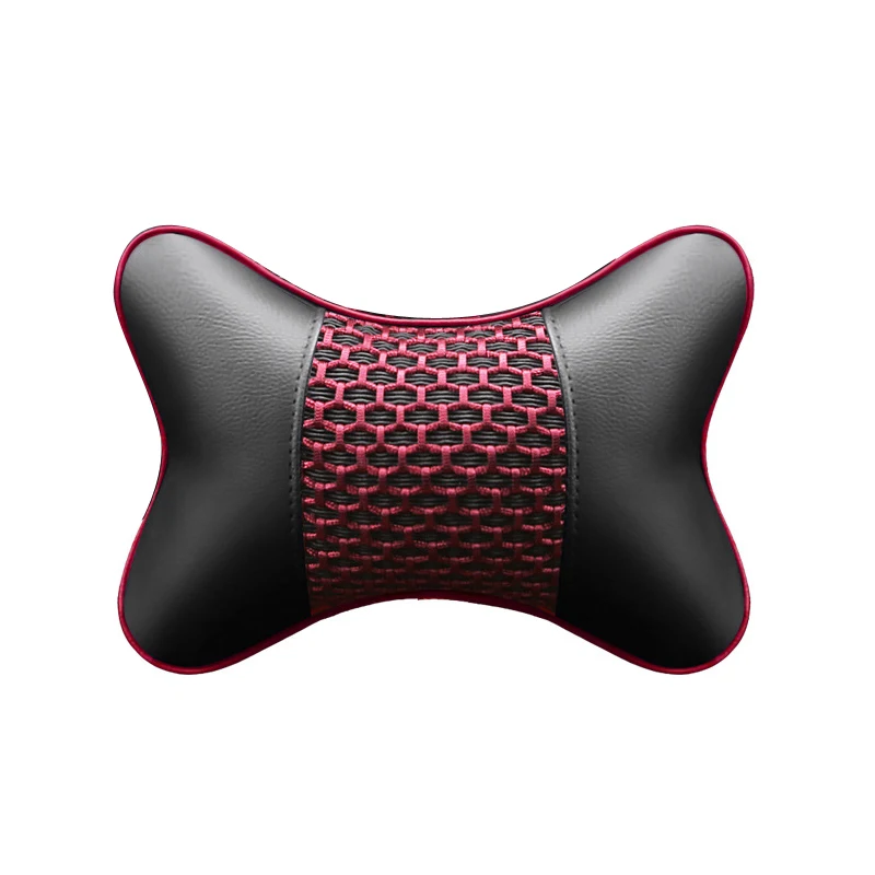 Black and Red(1pcs) IKSNAIL подушка для автомобиля из искусственной кожи, защита шеи, подголовник автомобиля, удобные автомобильные принадлежности, безопасные дышащие подушки для шеи - Цвет: Black and Red(1pcs)