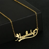 personalized stainless steel name necklace women jewelry chain choker pendant personality letter 24k gold custom necklace gift