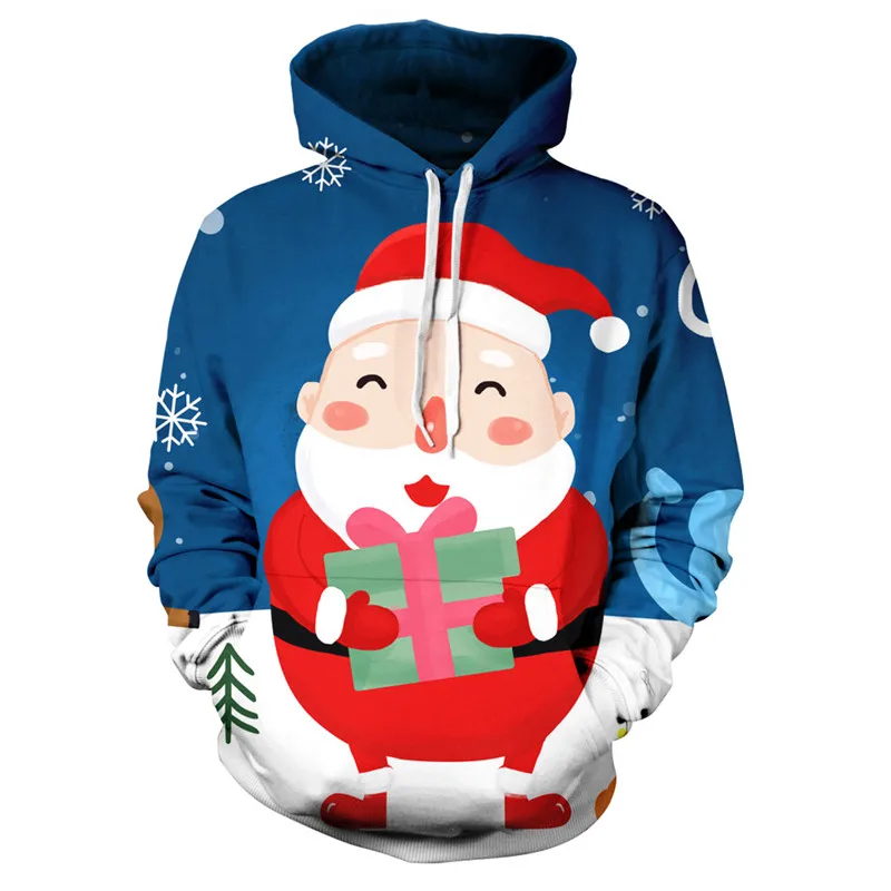 

Men's Christmas Hoodie Fawn 3D Printed Happy New Year Gift Santa Claus Hooded Sweatshirt Unisex Fashion Pullover Clothing
