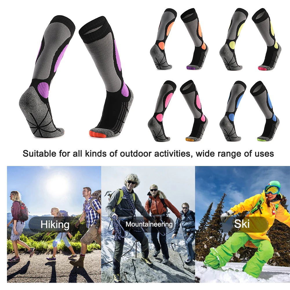 

1pair Unisex Mountain Climbing Thickened Long Tube Ski Socks Outdoor Sport Portable Autumn Winter Absorb Sweat Hiking Keep Warm