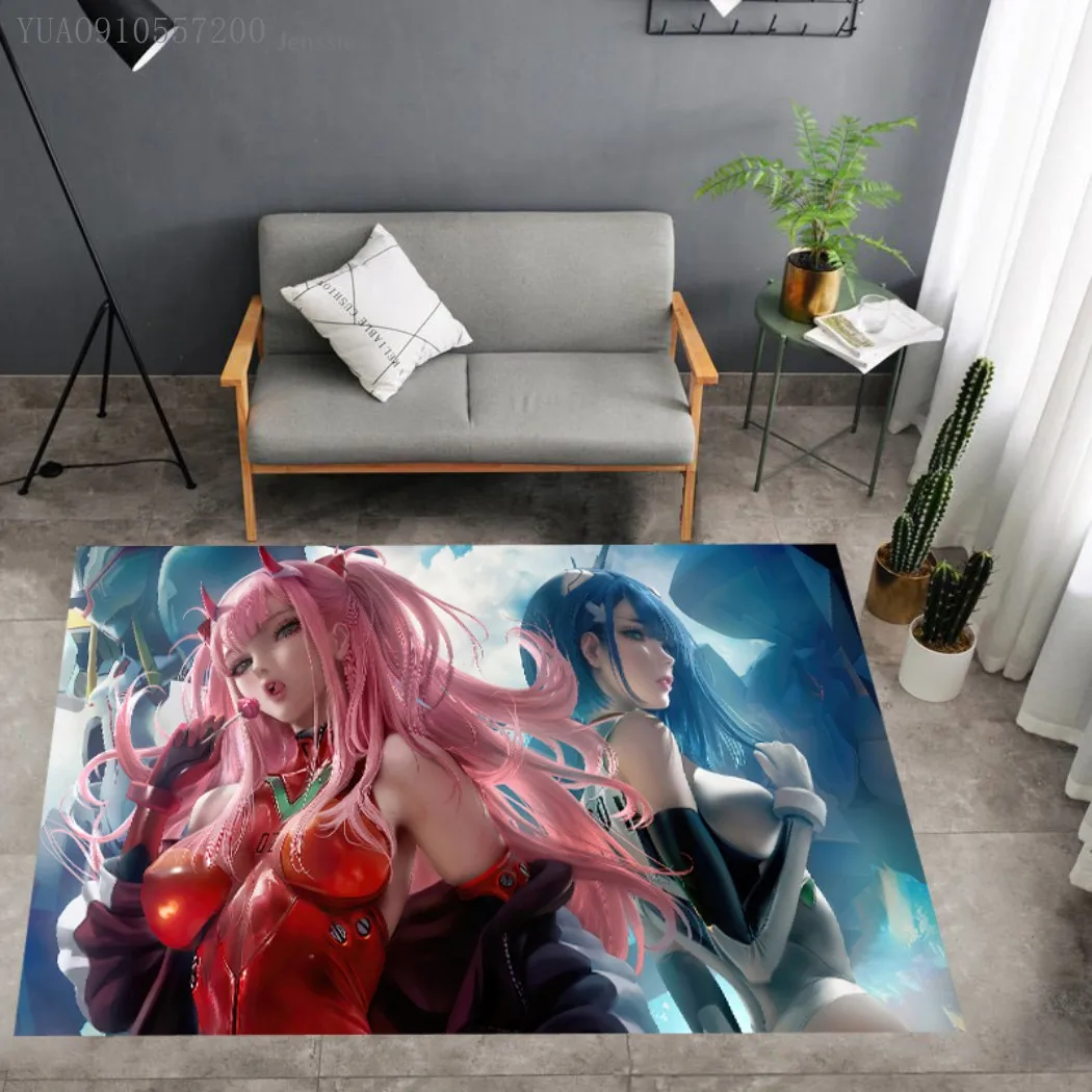 

Коврик с аниме принтом для гостиной, любимый в FRANXX Zero Two 02, декоративные коврики для спальни, нескользящий коврик alfombra