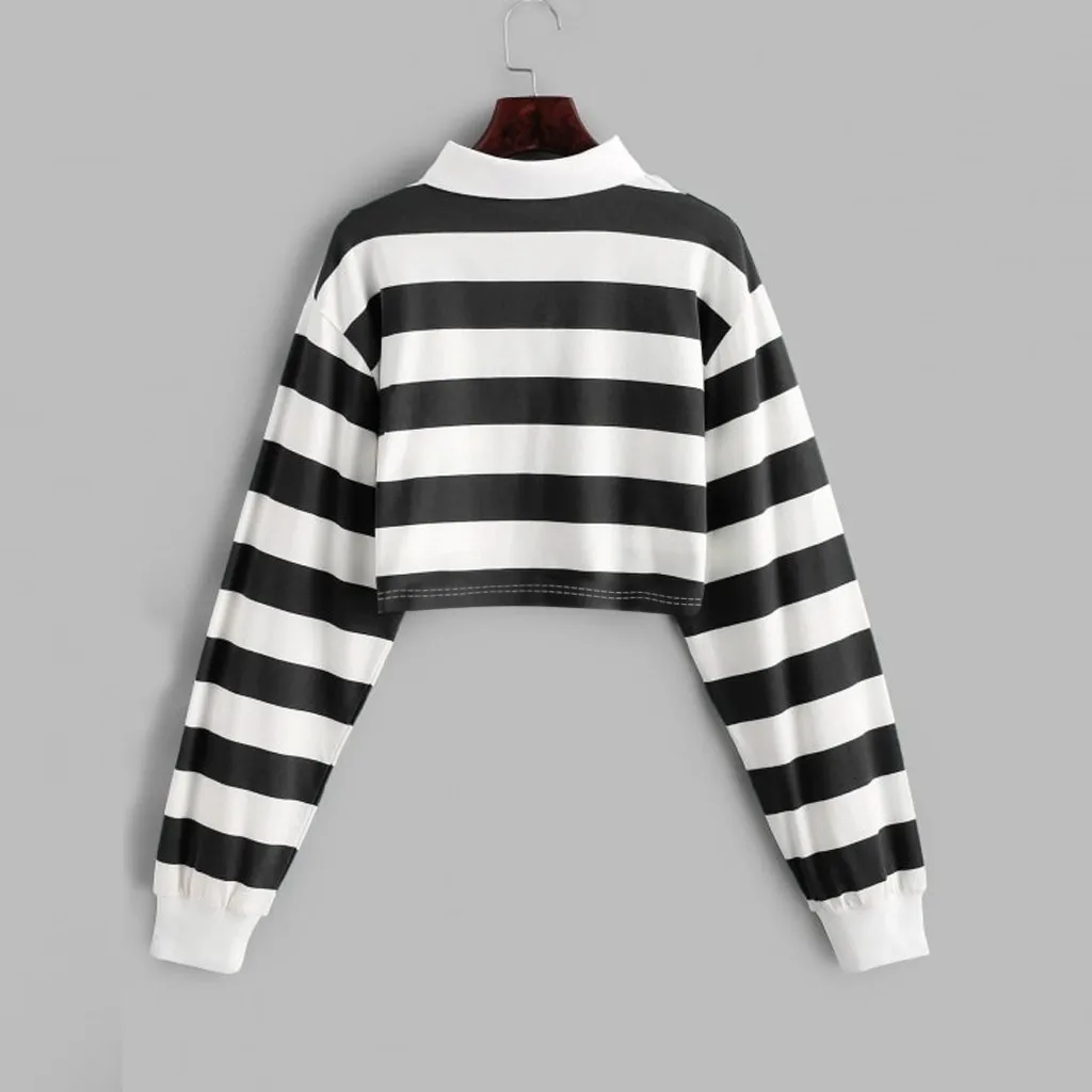 

2021 Shirt Women Sweatshirt Long Sleeve Rainbow Color Ladies Hoodies With Button Striped Korean Style Sweatshirt Women