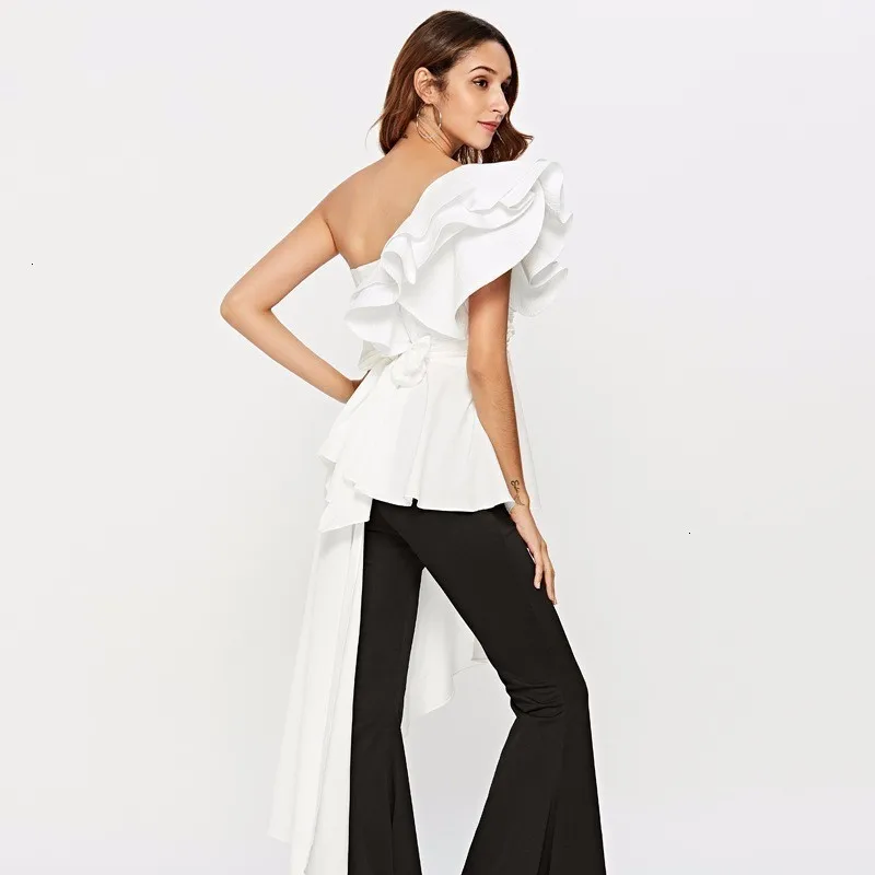 Sexy Strapless Sleeveless Top Female Irregular One-shoulder Sleeves Slim Tube Blouse 2019 Summer Hot Sale Shirt L245 |
