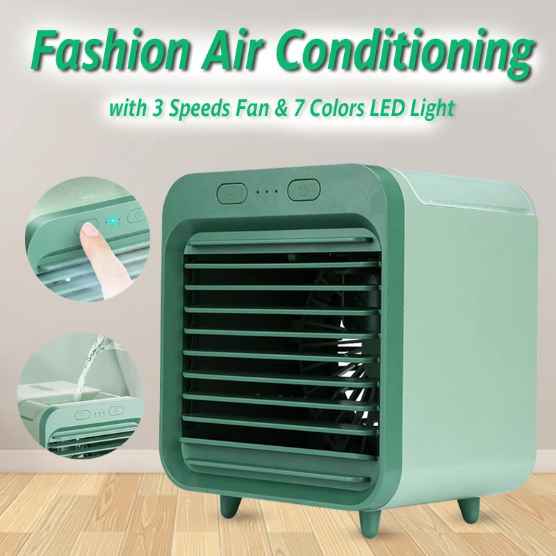 

Portable Air Cooler Fan Air Conditioner USB Desk Mini Fan Light Desktop Air Cooling Fan Humidifier Purifier For Office Bedroom