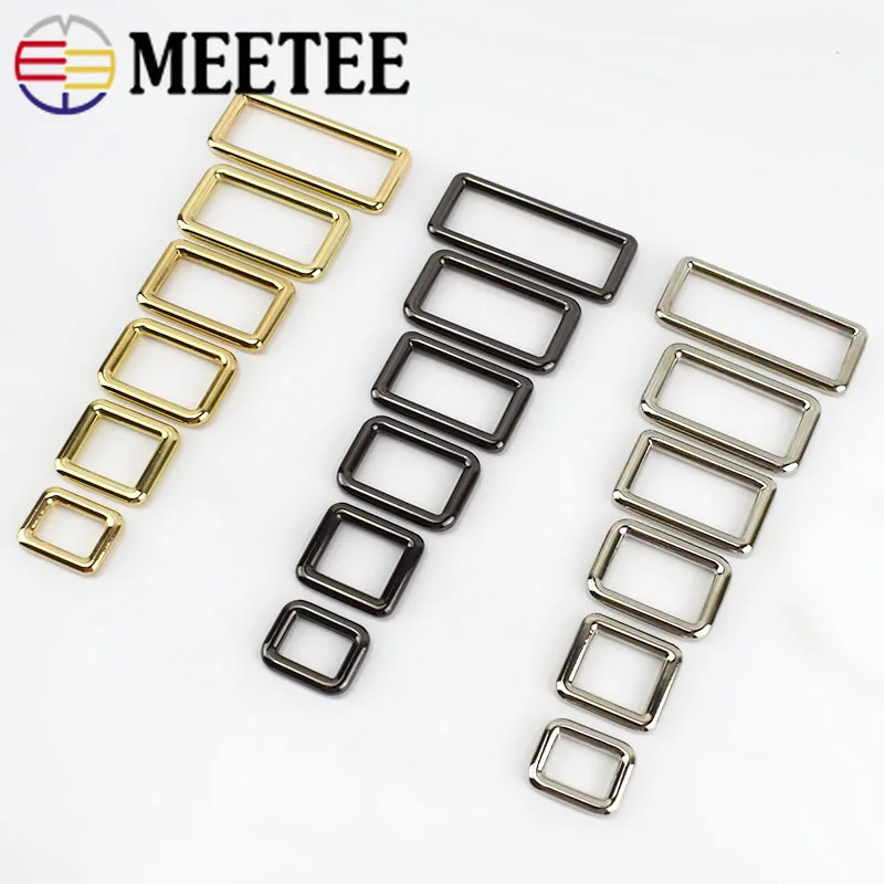 Meetee 5 шт. 12-50 мм квадратных металлических каблуках уплотнительное кольцо в виде буквы D пряжки сумка Регулируемая пряжка рюкзак «сделай сам» с ремешком обувь, одежда кожаные аксессуары
