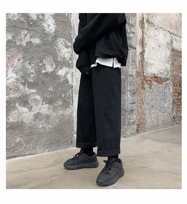 

Men Korean Fashions Harem Pants Wide Leg 2021 Mens Black Loose Sweatpants Japan Style Straight Pants Trousers