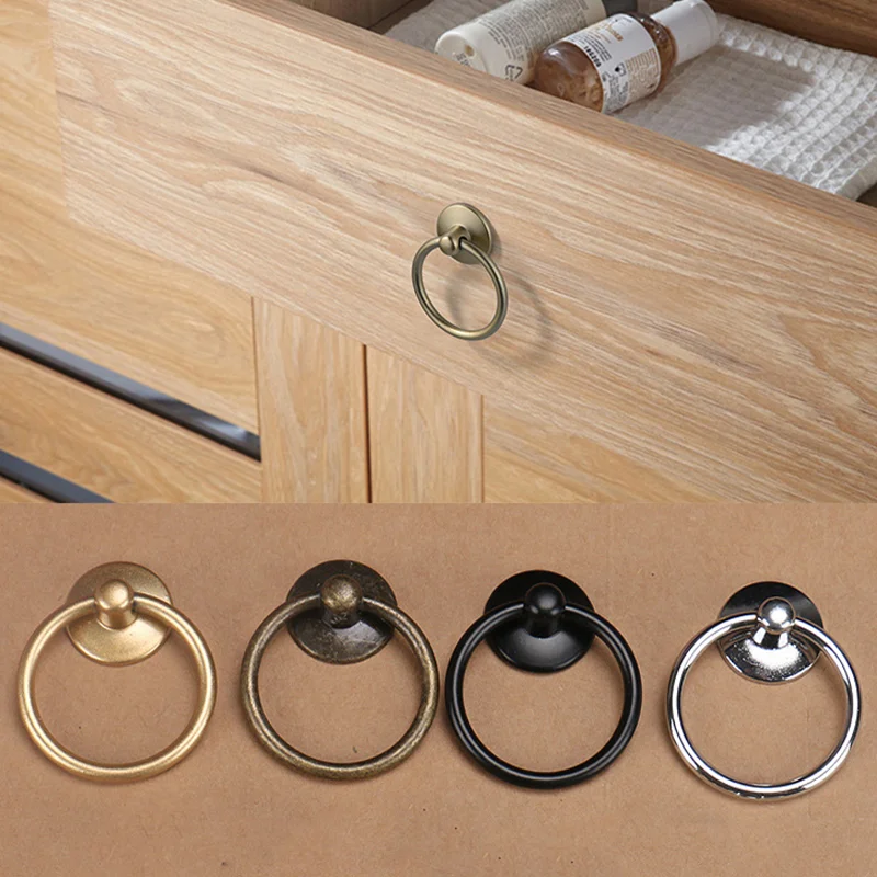 Ручки для мебели винтажные круглое кольцо ручка двери из сплава шкафа комода