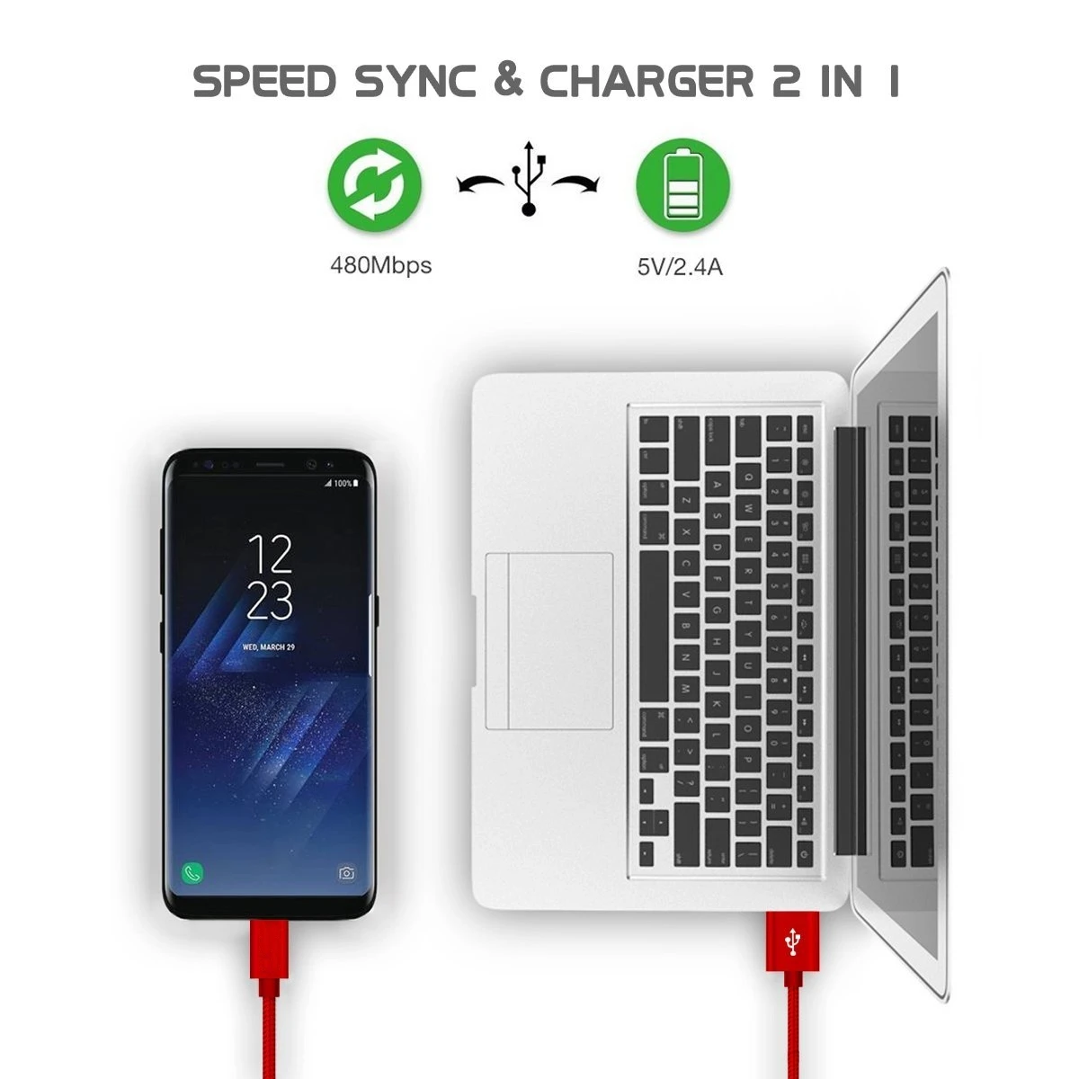Кабель USB Type C для быстрой зарядки красный провод SAMSUNG S10 A40 A50 M20 Xiaomi Mi 9 Leagoo S9 Xperia XA1 XZ