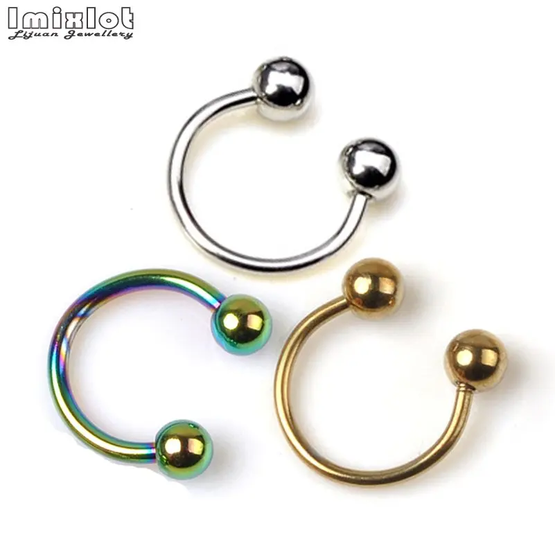 8/10 шт. кольцо из нержавеющей стали для пирсинга носа Подкова шарик шип