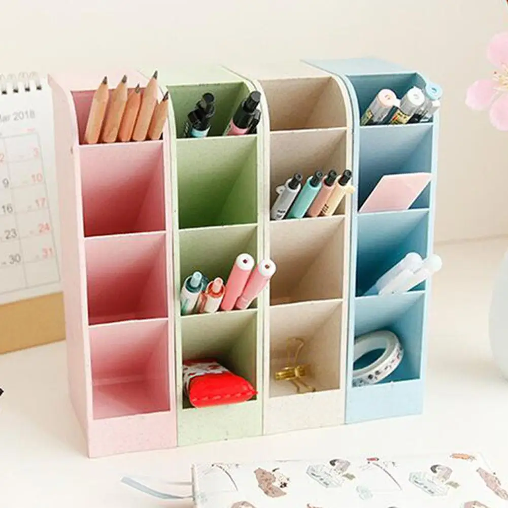 

Studyset Multi-function Desktop Four Compartments Storage Tray Office Pen Pencil Holder Standable Rectangle Storage Box