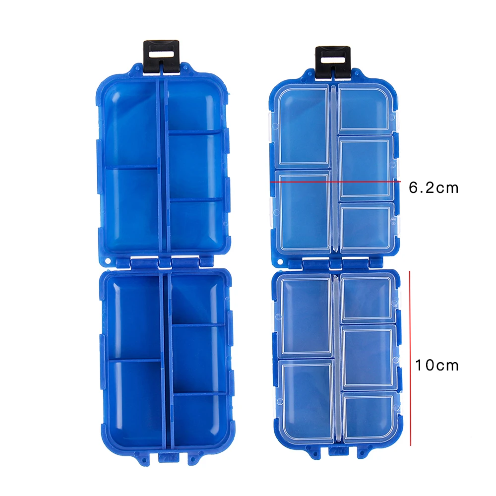 Mini Fishing Tackle Box with 10 Compartments - Plastic Storage Case for Lures, Hooks, Baits - Fishing Accessories Holder image 2
