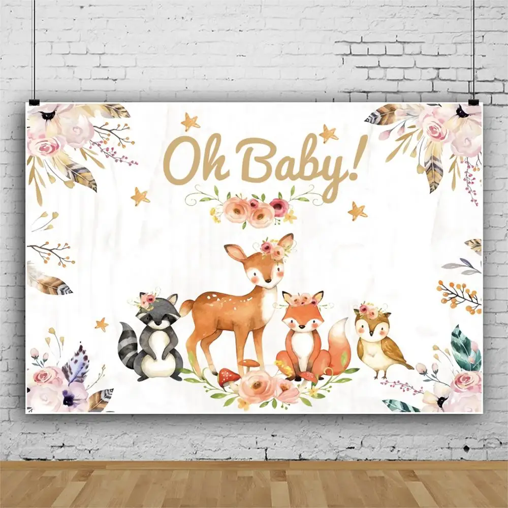 

Safari Wild Animal Party Baby Shower Happy Birthday Flower Backdrop Photography Backdrops Photo Background For Photo Studio