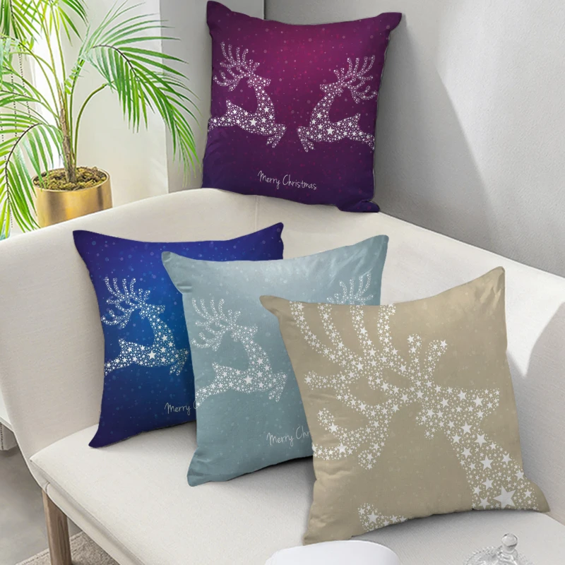

Nanacoba Christmas Pillow Covers Decorative Christmas Elk Pattern Cushion Cover Throw Pillows for Sofa Home Decoration