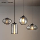 Современная стеклянная подвесная светодиодный ПА в скандинавском стиле, потолочная лампа серого цвета для гостиной, спальни, украшение для дома в стиле индастриал, лофт
